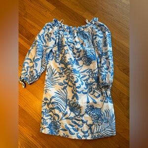 Lilly Pulitzer jamielynn Blue and White Resort wear Midi Dress size small
